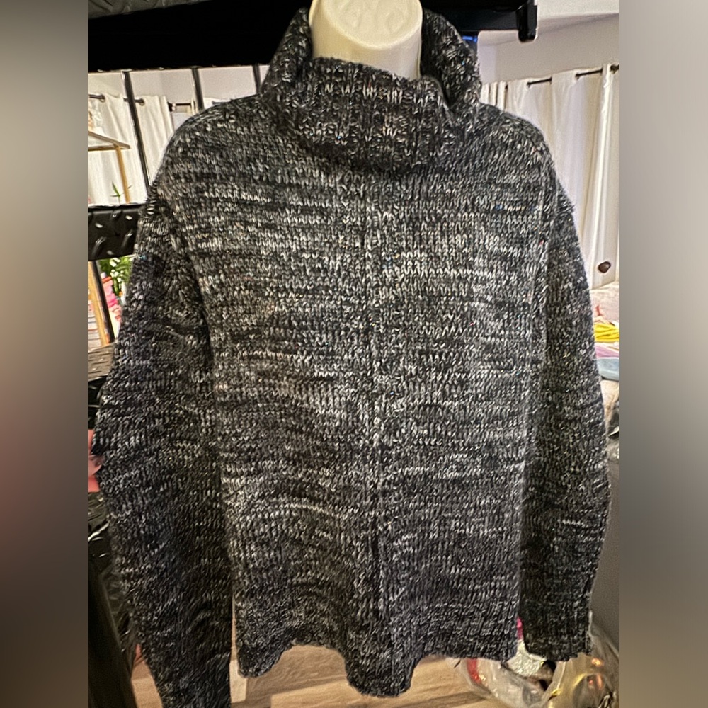 Anthropology-black with multicolored sparkly thread oversized turtleneck sweater